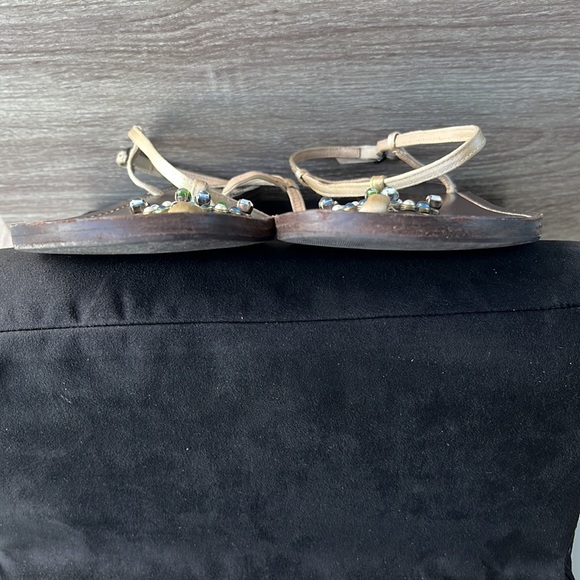 Authentic Chanel Dark Brown/Gold/Jewel Thong Sandals - Picture 12 of 16